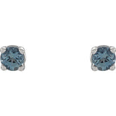 14K White 2.5 mm Natural Aquamarine Stud Earrings